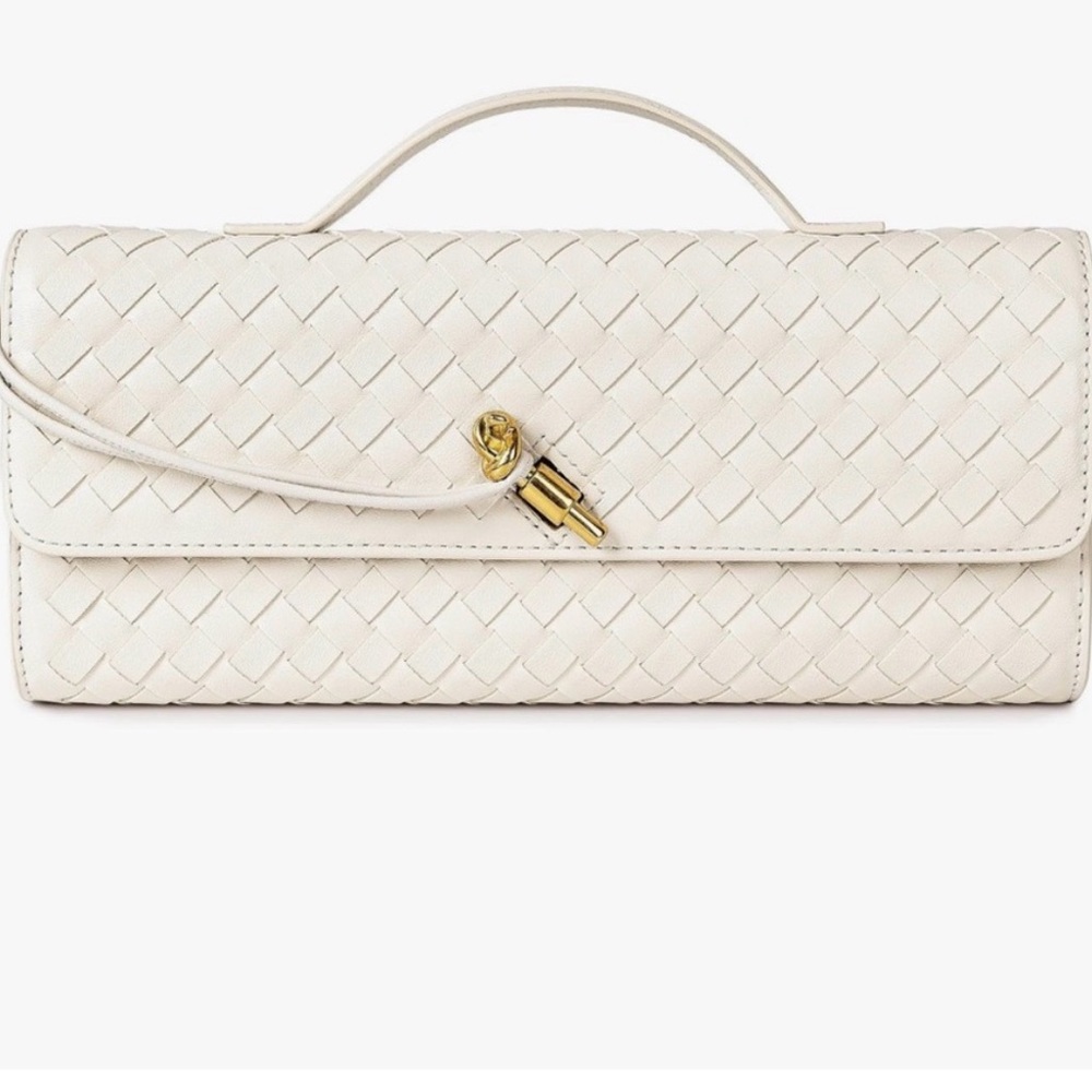 NWT  Few Moda  East West off White Woven Clutch